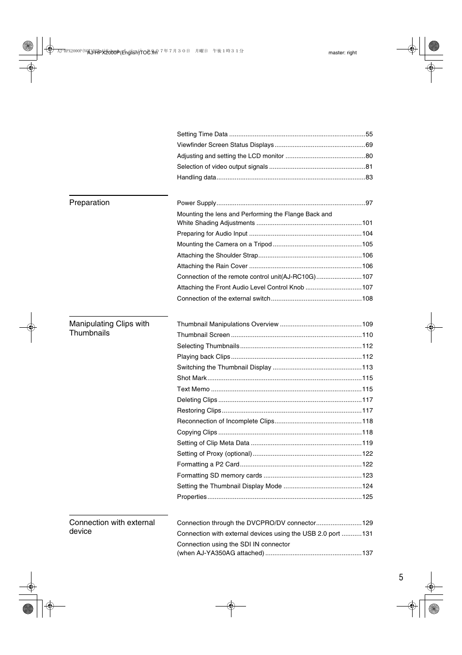 Panasonic AJ-HPX2000 User Manual | Page 5 / 194
