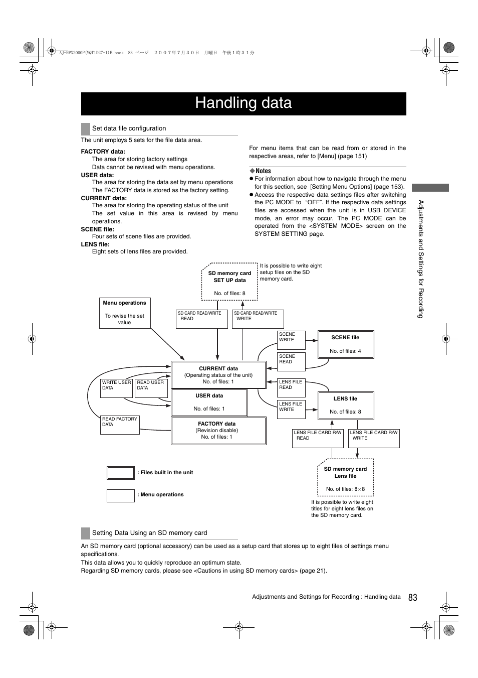 Handling data | Panasonic AJ-HPX2000 User Manual | Page 83 / 194