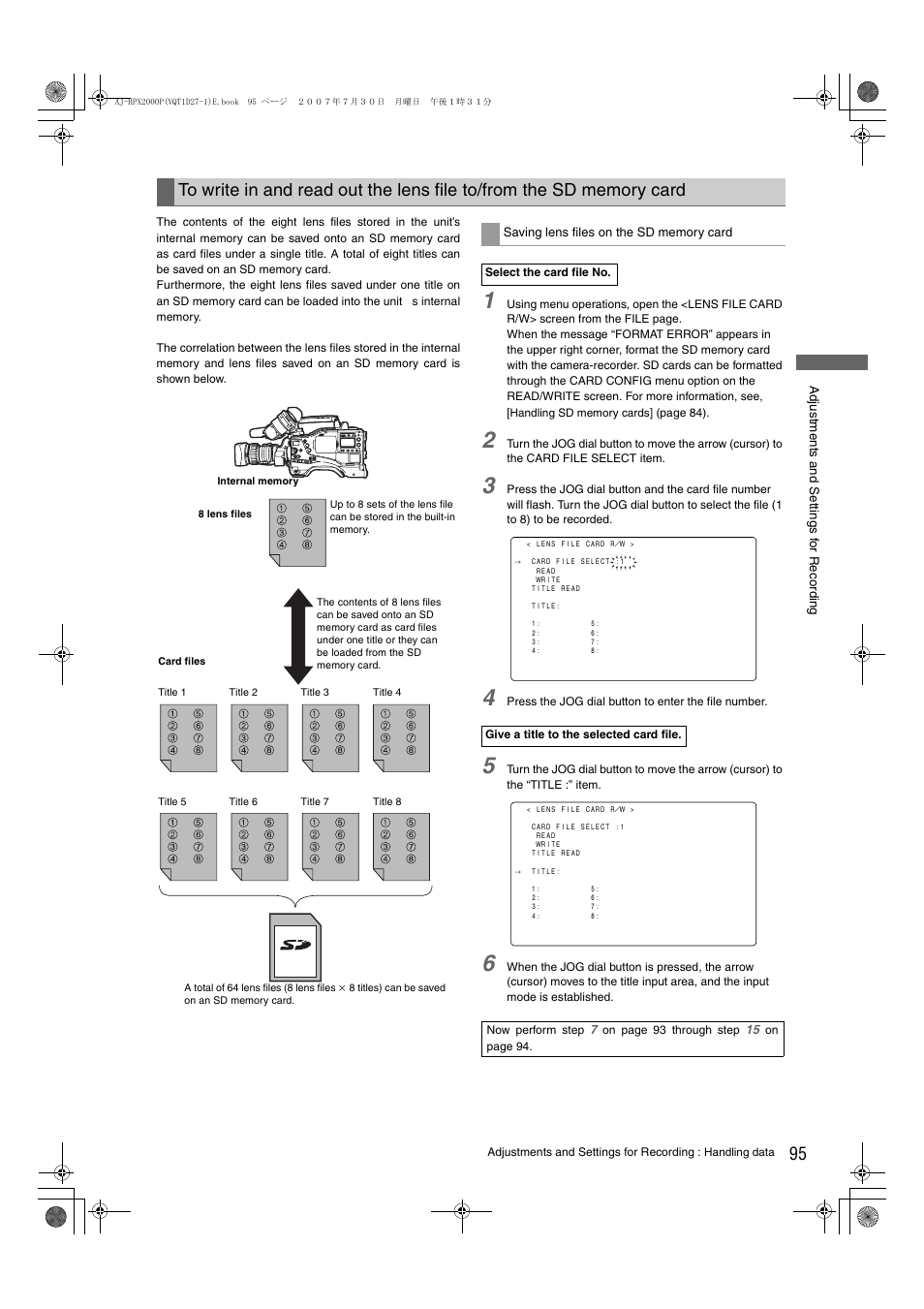 Panasonic AJ-HPX2000 User Manual | Page 95 / 194