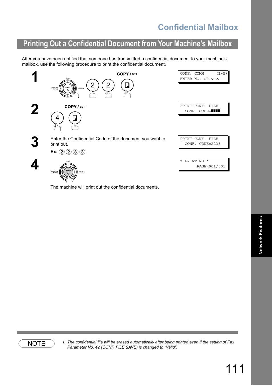 Confidential mailbox | Panasonic Panafax UF-5950 User Manual | Page 111 / 158