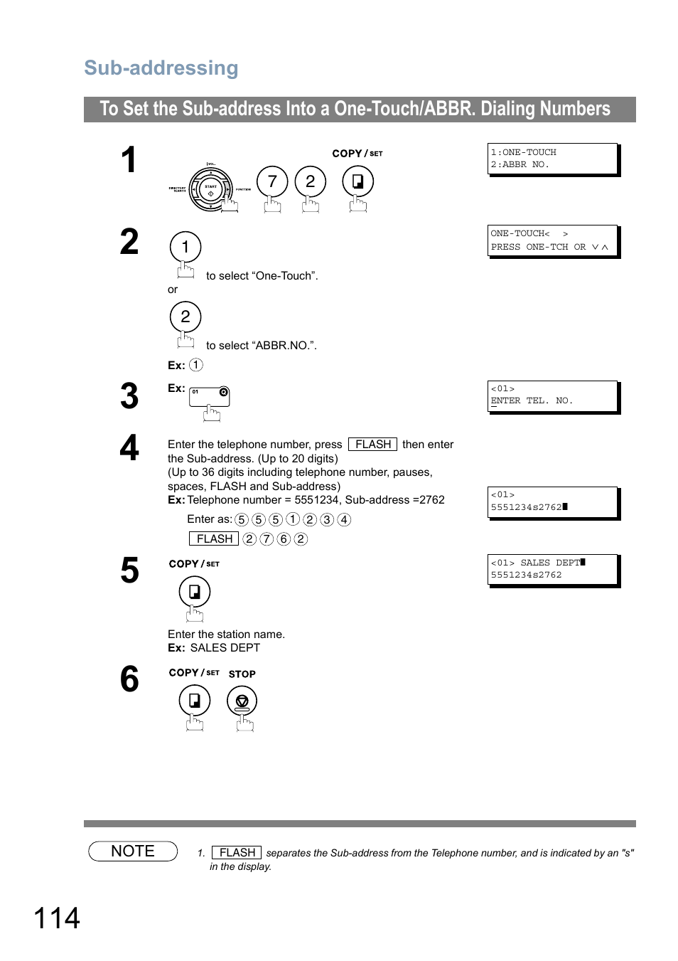 Sub-addressing | Panasonic Panafax UF-5950 User Manual | Page 114 / 158