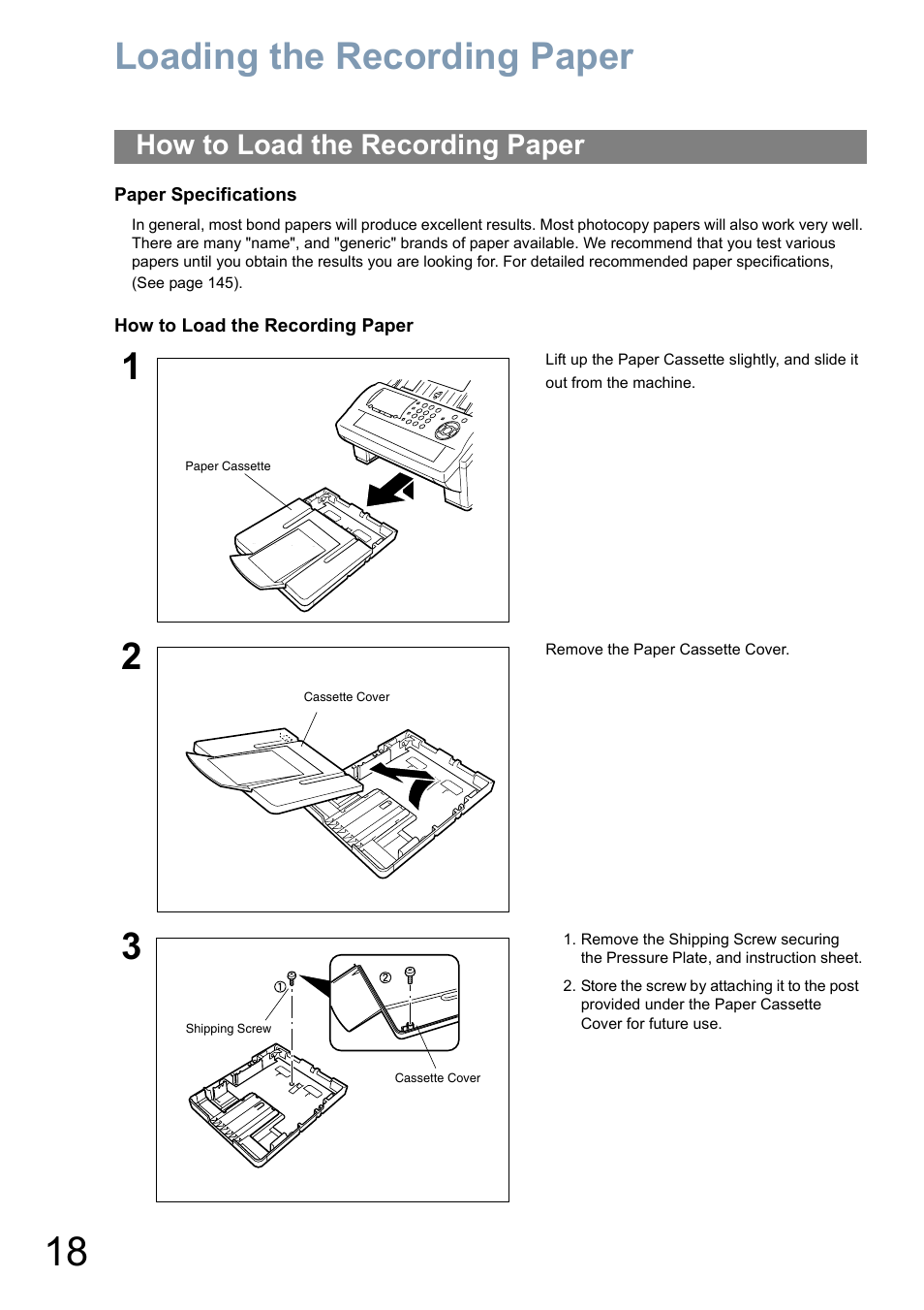 Loading the recording paper, How to load the recording paper | Panasonic Panafax UF-5950 User Manual | Page 18 / 158