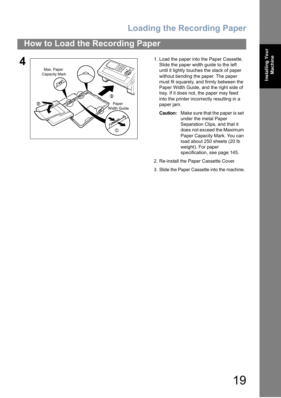 Loading the recording paper, How to load the recording paper | Panasonic Panafax UF-5950 User Manual | Page 19 / 158
