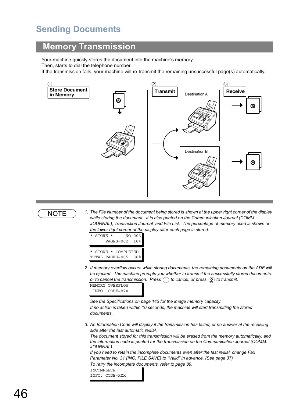Memory transmission, Sending documents | Panasonic Panafax UF-5950 User Manual | Page 46 / 158