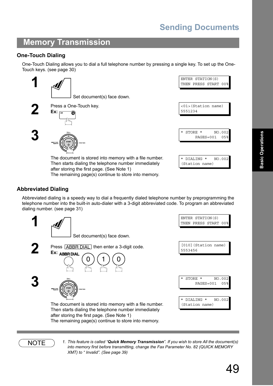 Sending documents | Panasonic Panafax UF-5950 User Manual | Page 49 / 158
