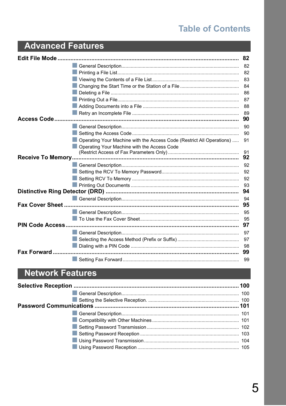 Panasonic Panafax UF-5950 User Manual | Page 5 / 158