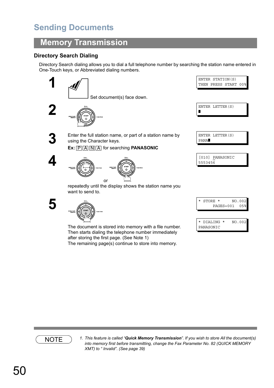 Sending documents | Panasonic Panafax UF-5950 User Manual | Page 50 / 158