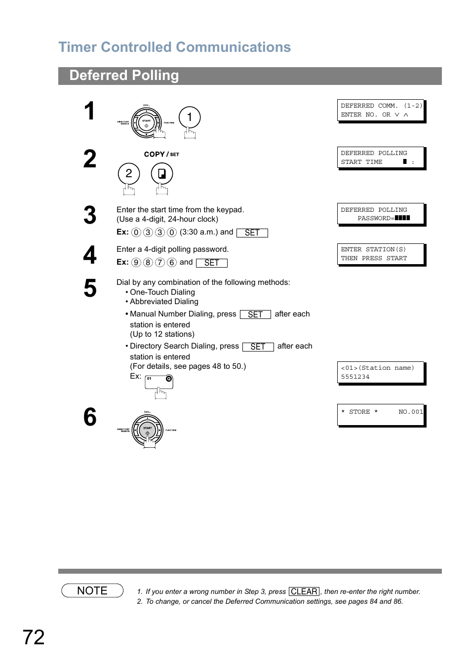 Deferred polling, Timer controlled communications | Panasonic Panafax UF-5950 User Manual | Page 72 / 158