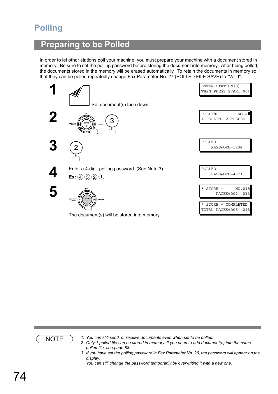 Preparing to be polled, Polling | Panasonic Panafax UF-5950 User Manual | Page 74 / 158