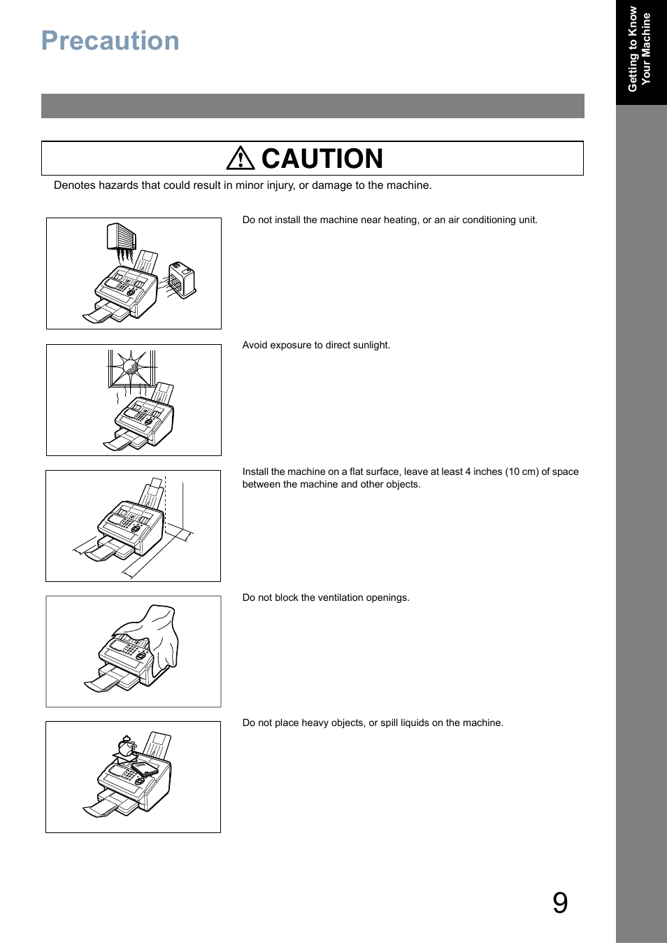 Precaution, Caution | Panasonic Panafax UF-5950 User Manual | Page 9 / 158