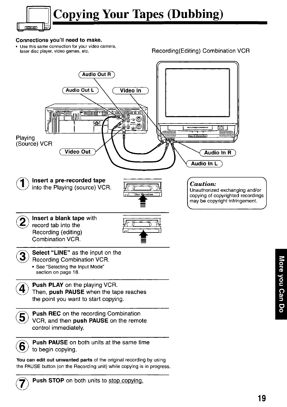 Copying your tapes (dubbing), H ^ insert a pre-recorded tape | Panasonic AG-527D User Manual | Page 19 / 28