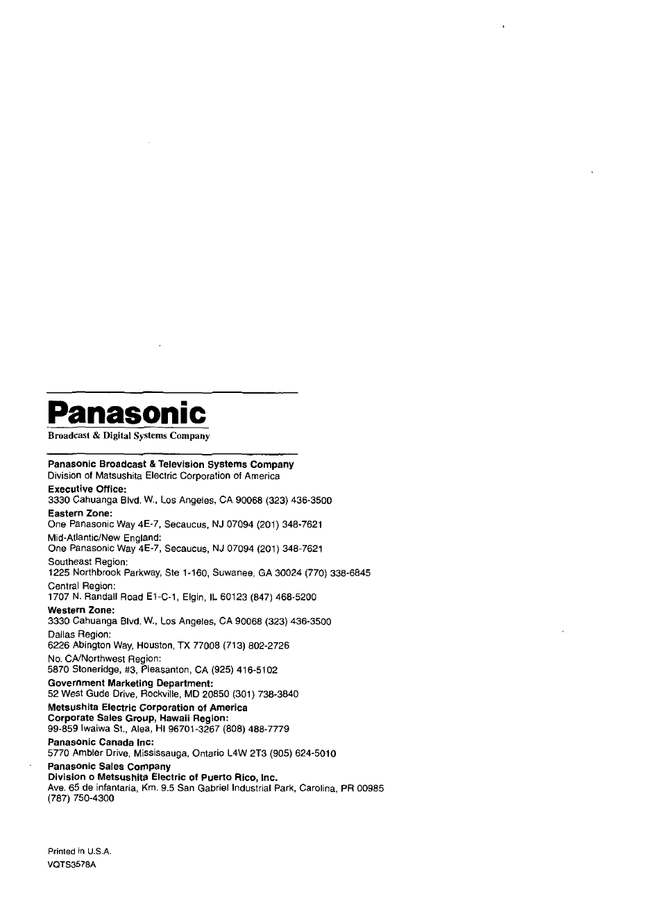 Panasonic | Panasonic AG-527D User Manual | Page 28 / 28