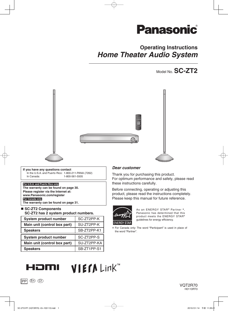 Panasonic SC-ZT2 User Manual | 32 pages