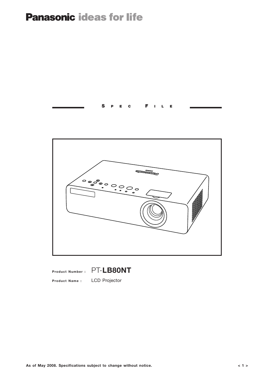 Panasonic PT-LB80NTEA User Manual | 10 pages