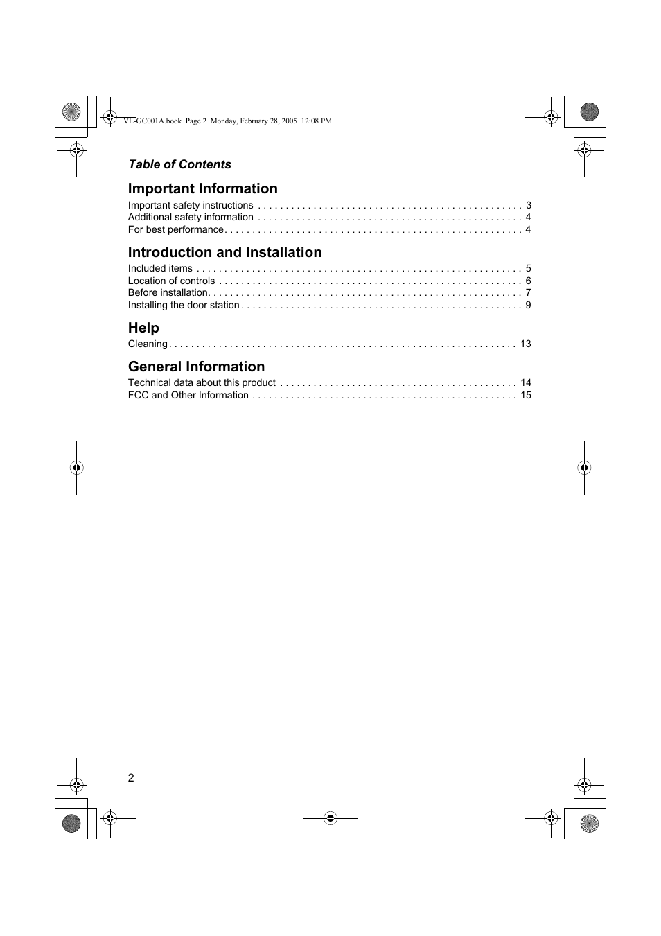 Panasonic VL-GC001A User Manual | Page 2 / 16