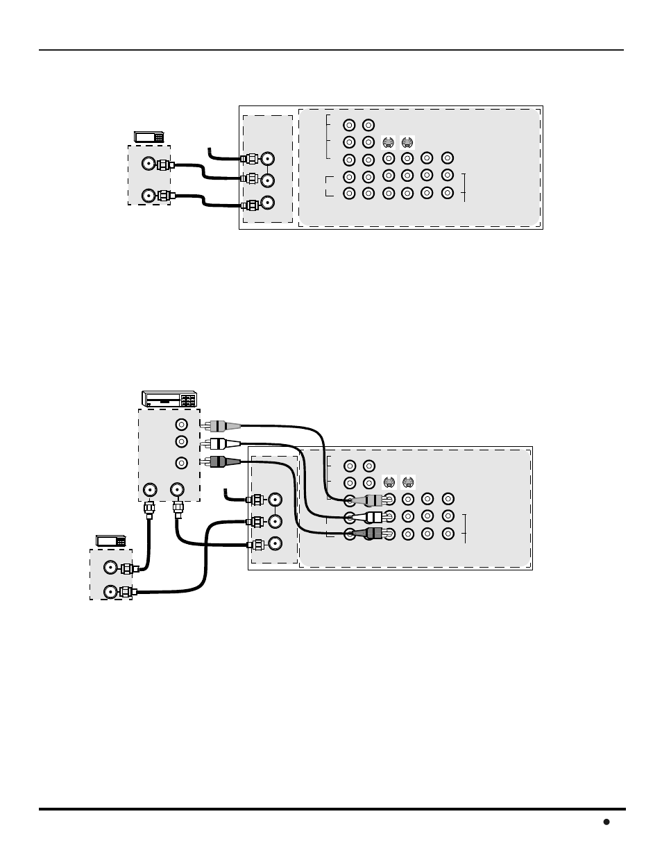 Cable box, Vcr and cable box, Cable box connection | Vcr and cable box connection, Ptional, Quipment, Onnections 9 l | Panasonic CinemaVision PT 53WX42 User Manual | Page 11 / 112