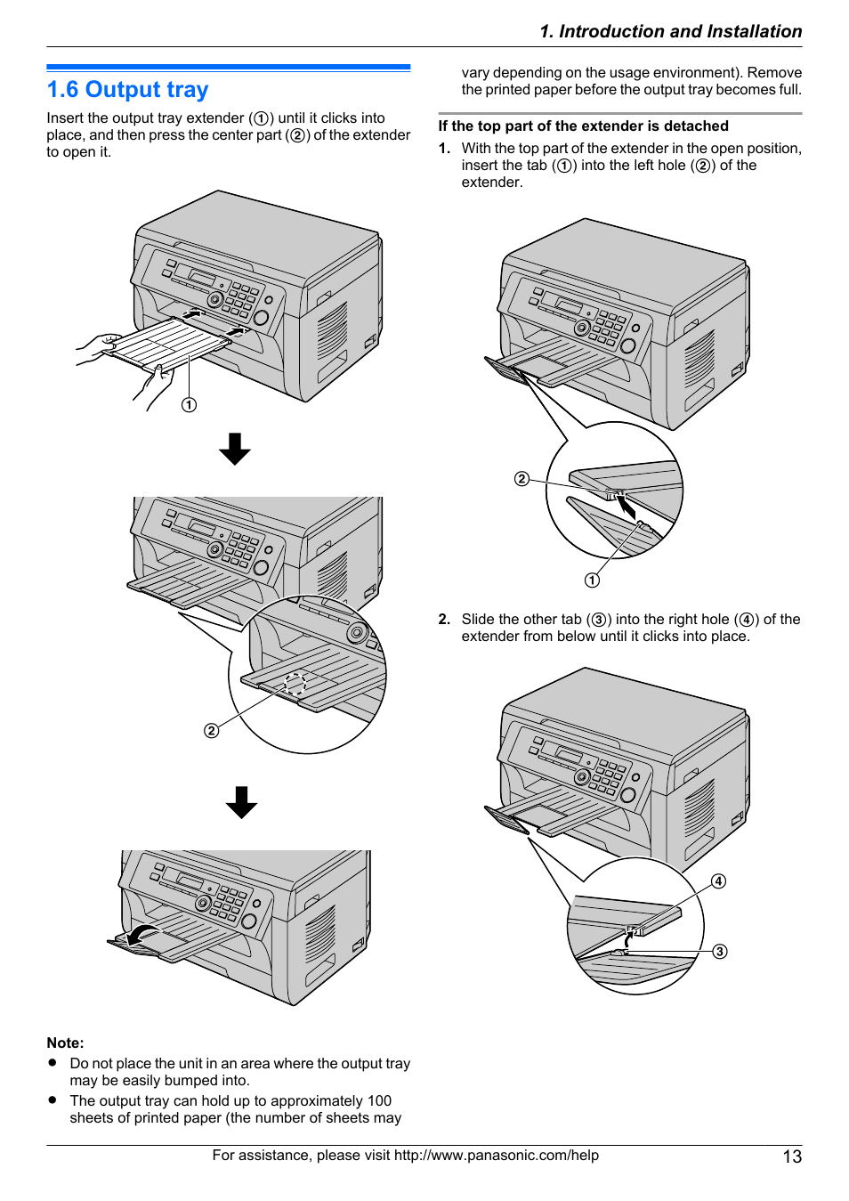 6 output tray, Output tray | Panasonic CM0310DY0-CD User Manual | Page 13 / 116