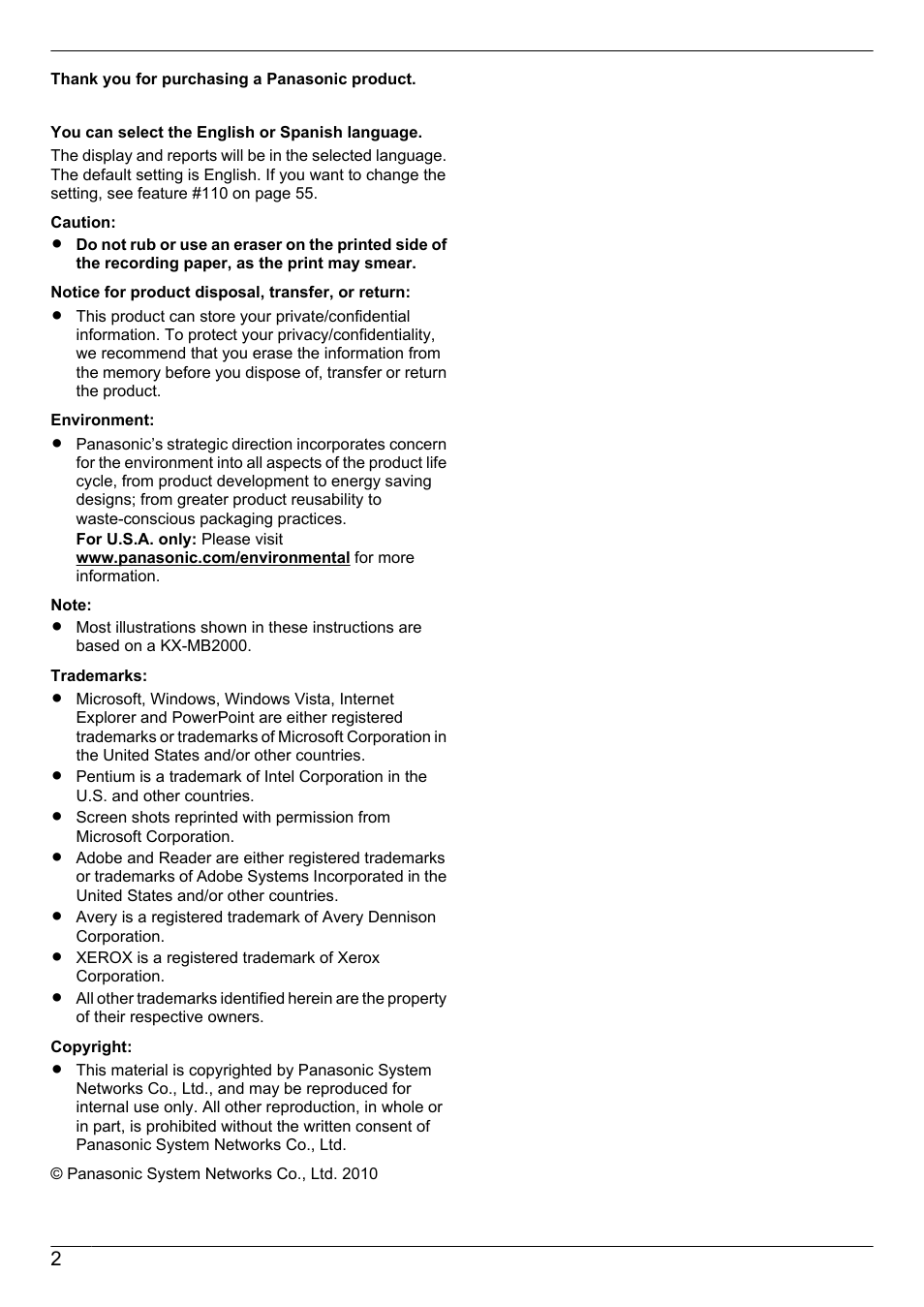 Panasonic CM0310DY0-CD User Manual | Page 2 / 116