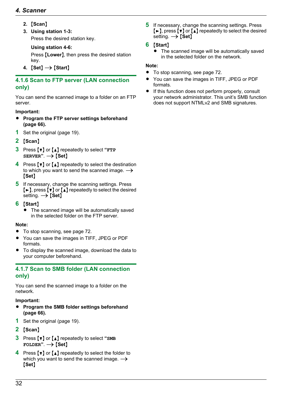 6 scan to ftp server (lan connection only), 7 scan to smb folder (lan connection only) | Panasonic CM0310DY0-CD User Manual | Page 32 / 116