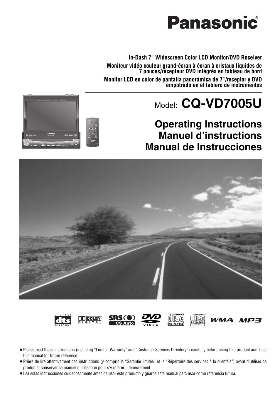 Panasonic CQ-VD7005U User Manual | 52 pages