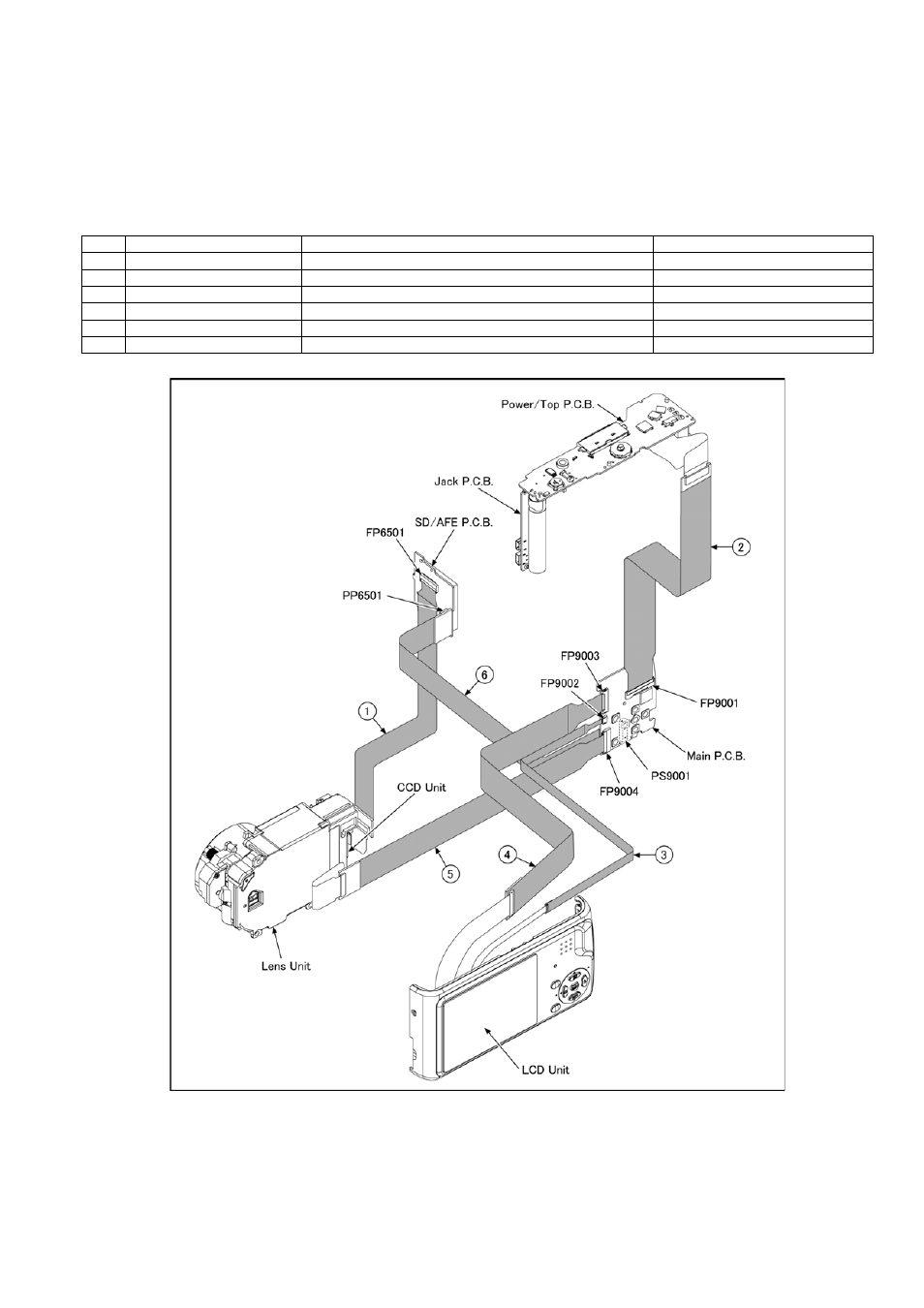 When replacing the main pcb, Service position | Panasonic DMC-TZ1GK User Manual | Page 19 / 63