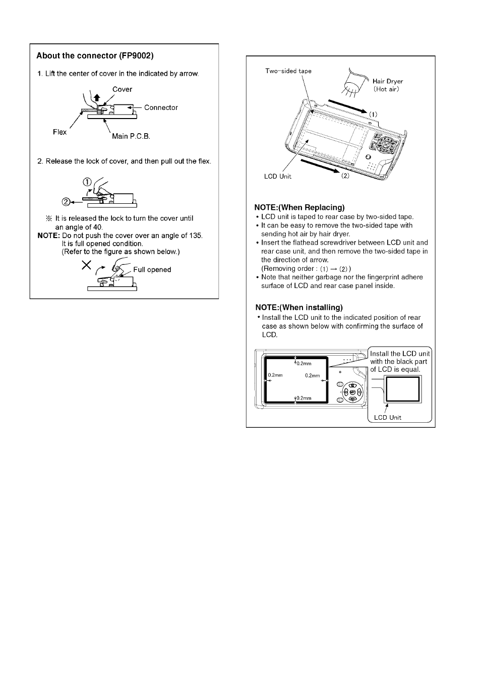 Removal of the lcd unit | Panasonic DMC-TZ1GK User Manual | Page 22 / 63