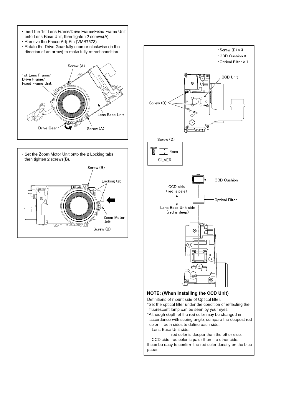 Removal of the ccd unit | Panasonic DMC-TZ1GK User Manual | Page 30 / 63