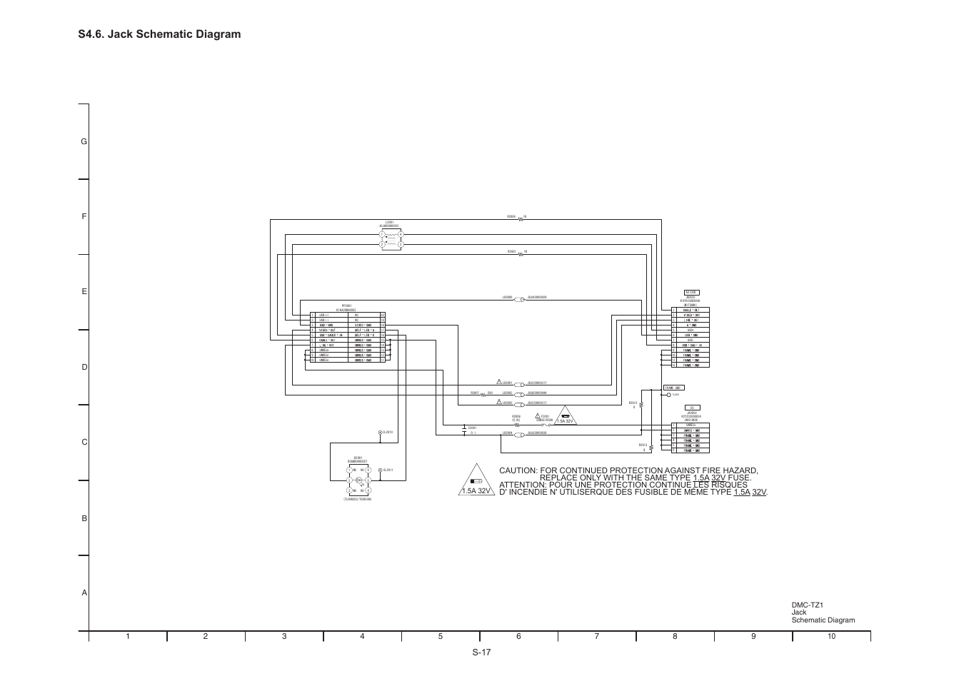 S4.6. jack schematic diagram, S-17, Dmc-tz1 jack schematic diagram | 5a 32v | Panasonic DMC-TZ1GK User Manual | Page 49 / 63