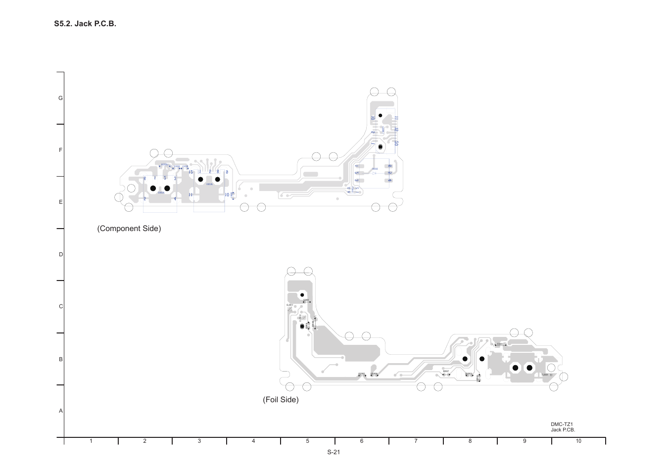 S5.2. jack p.c.b, Foil side) (component side), S-21 | Panasonic DMC-TZ1GK User Manual | Page 53 / 63