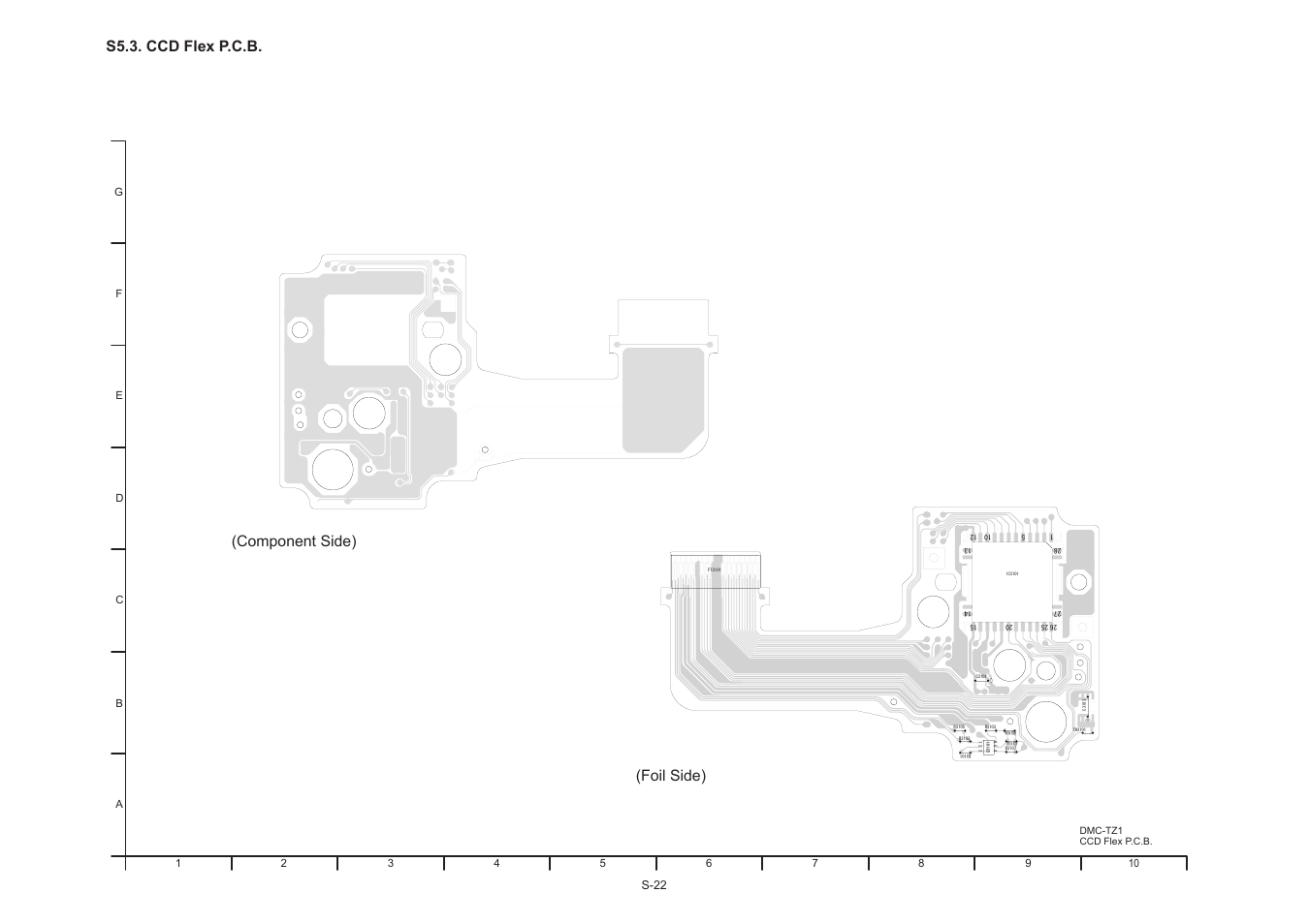 S5.3. ccd flex p.c.b, Foil side) (component side), S-22 | Panasonic DMC-TZ1GK User Manual | Page 54 / 63