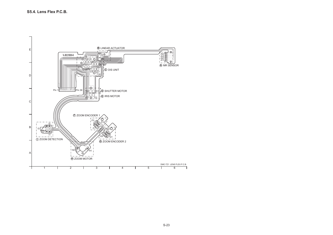 S5.4. lens flex p.c.b, S-23 | Panasonic DMC-TZ1GK User Manual | Page 55 / 63