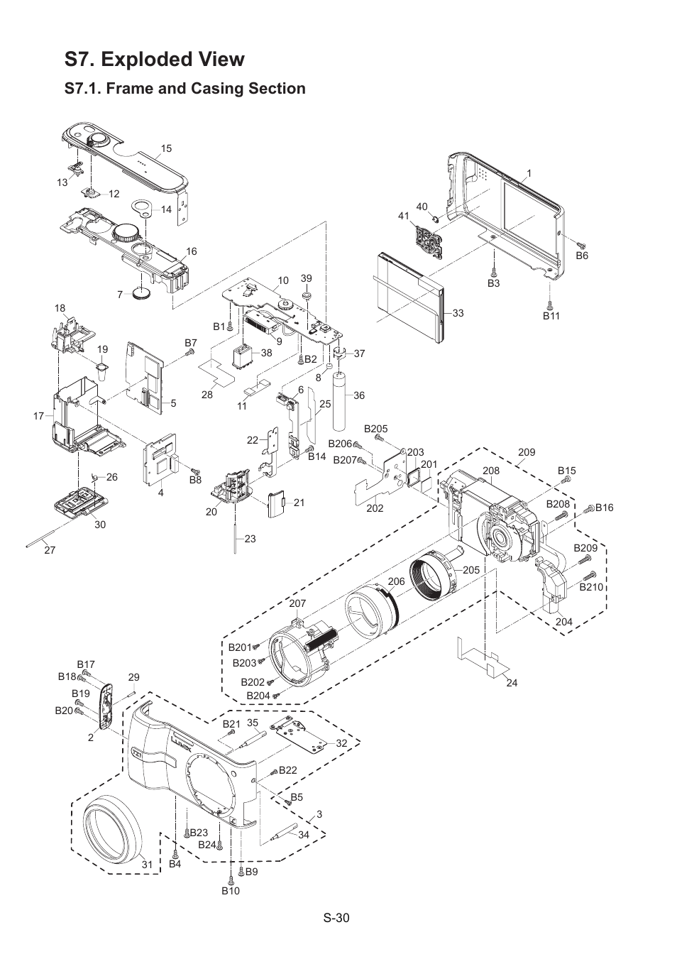 S7. exploded view | Panasonic DMC-TZ1GK User Manual | Page 62 / 63