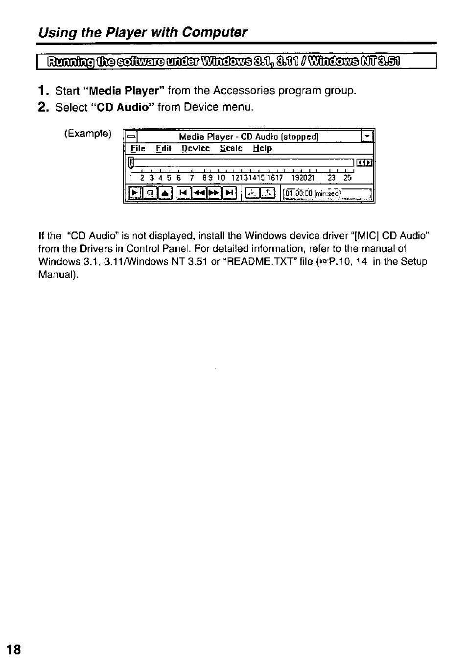Using the player with computer | Panasonic KXL-807A User Manual | Page 18 / 32