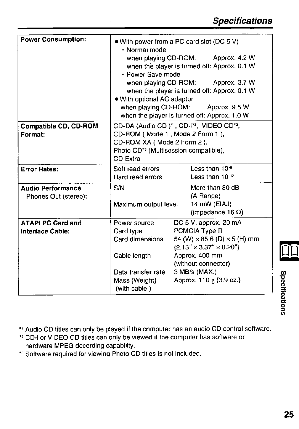 Specifications | Panasonic KXL-807A User Manual | Page 25 / 32