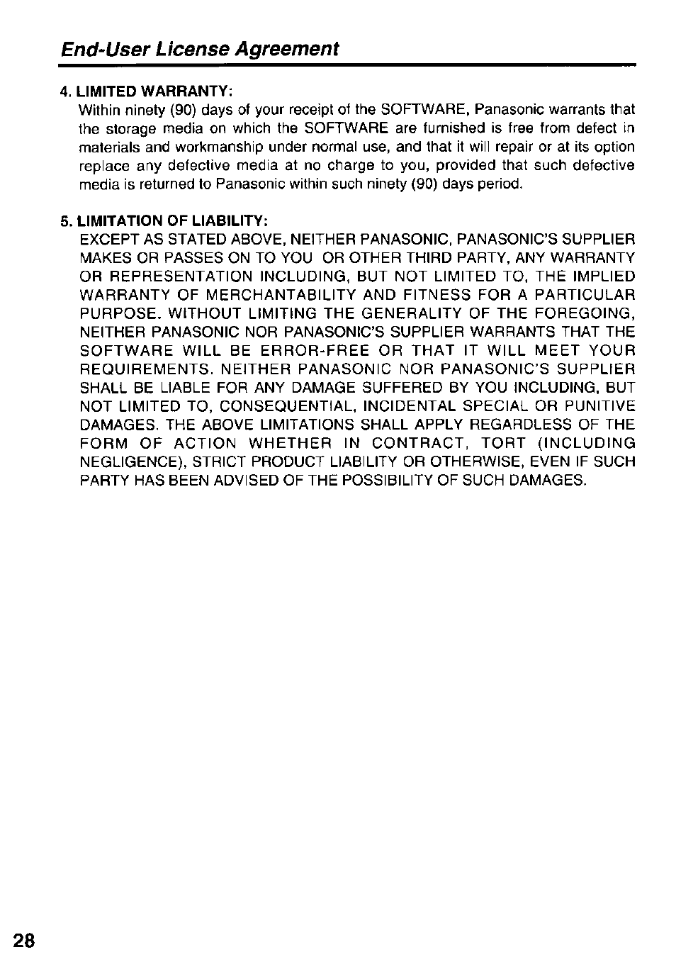 End‘user license agreement | Panasonic KXL-807A User Manual | Page 28 / 32