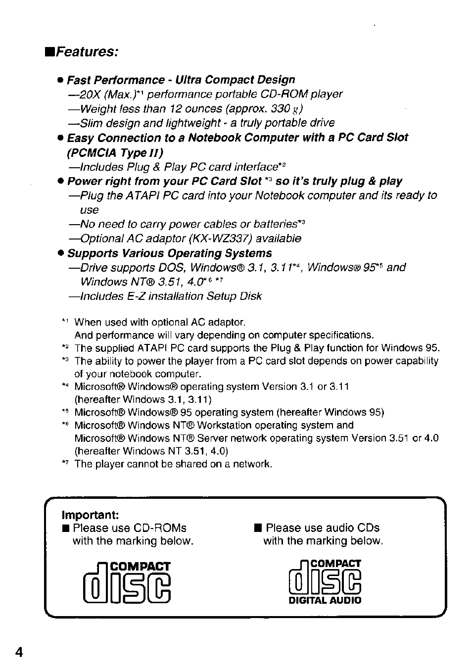 Features | Panasonic KXL-807A User Manual | Page 4 / 32