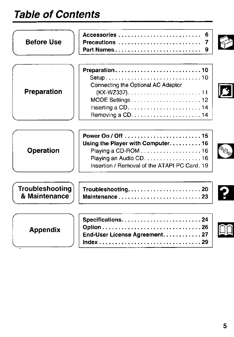 Panasonic KXL-807A User Manual | Page 5 / 32