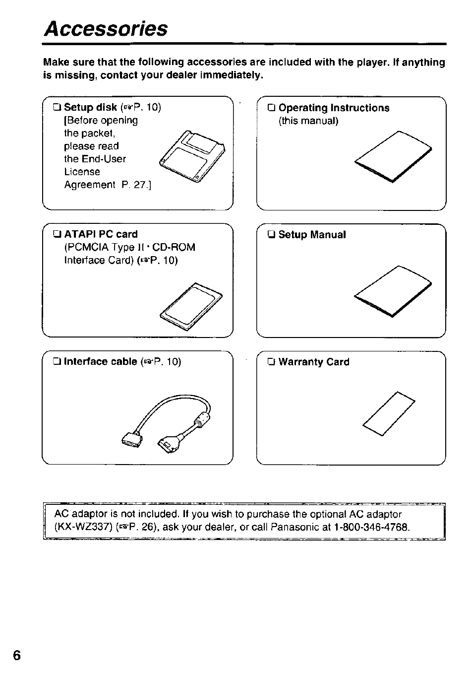 Accessories | Panasonic KXL-807A User Manual | Page 6 / 32