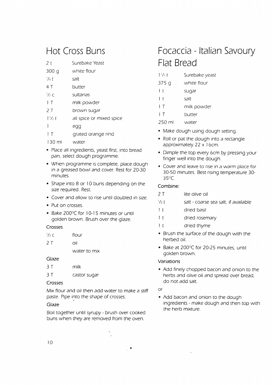 Hot cross buns, Focaccia - italian savoury flat bread | Panasonic SD-BT2P User Manual | Page 11 / 13