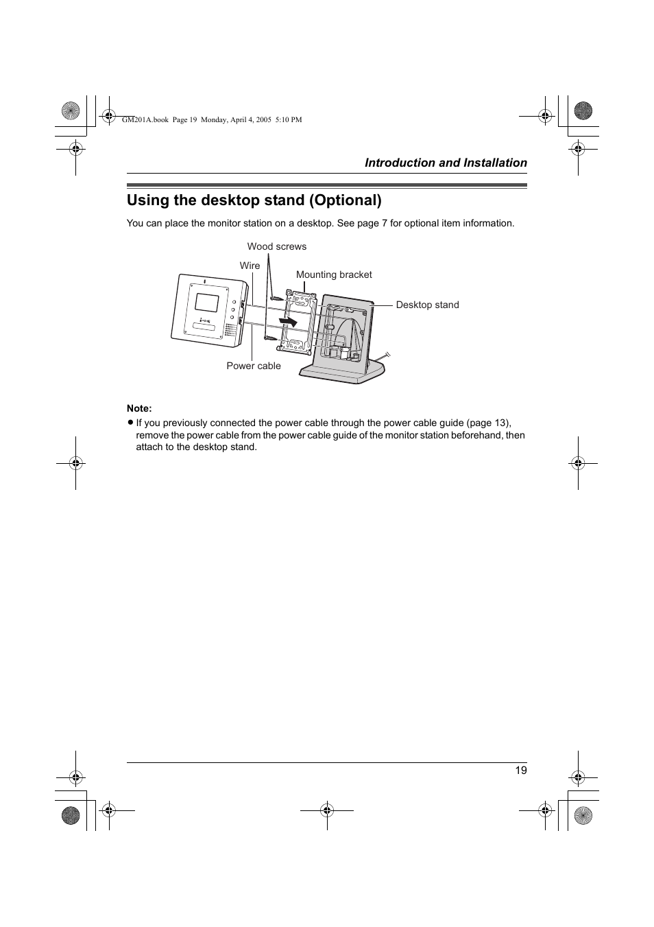 Using the desktop stand (optional) | Panasonic VL-GM201A User Manual | Page 19 / 32