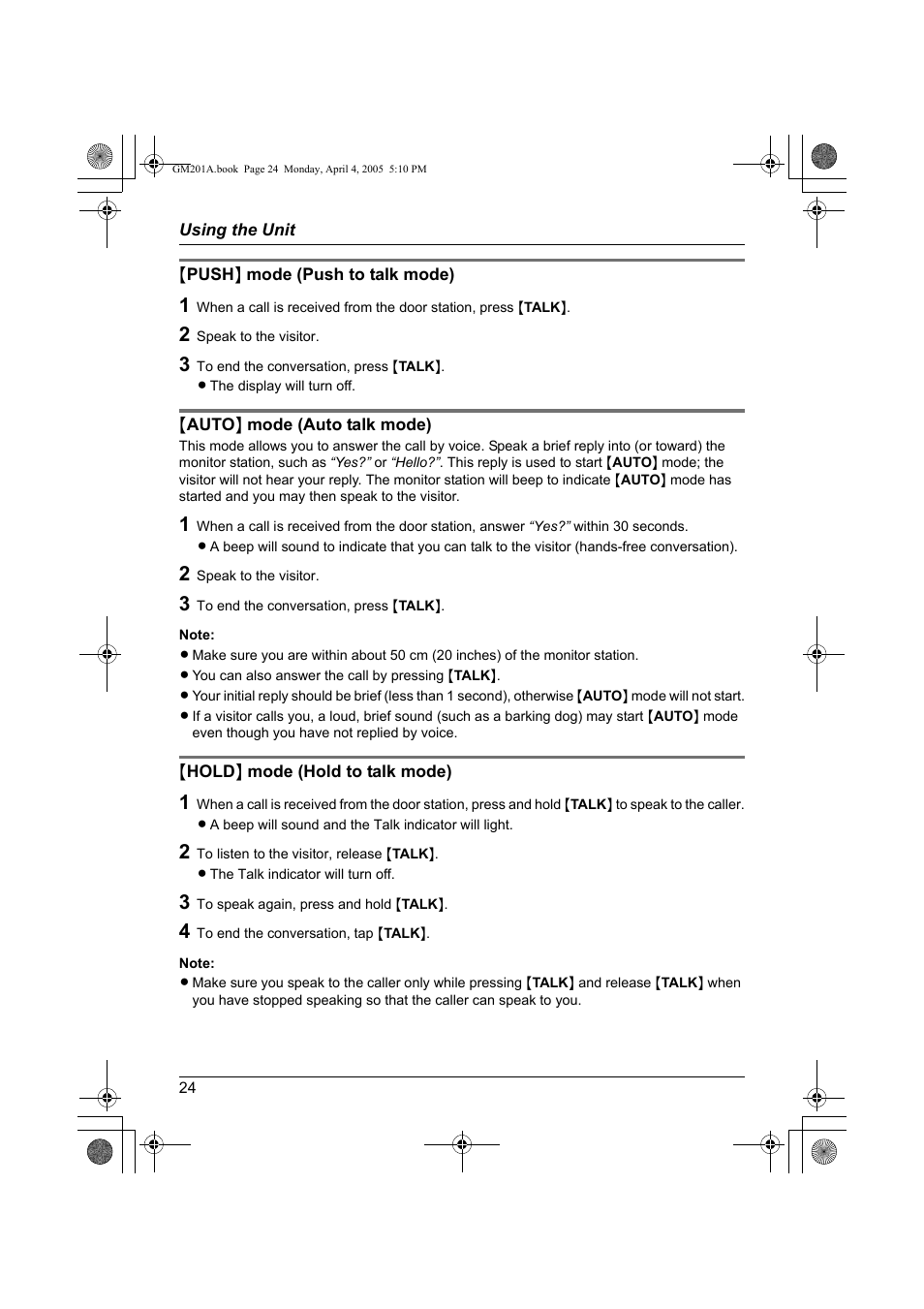 Panasonic VL-GM201A User Manual | Page 24 / 32