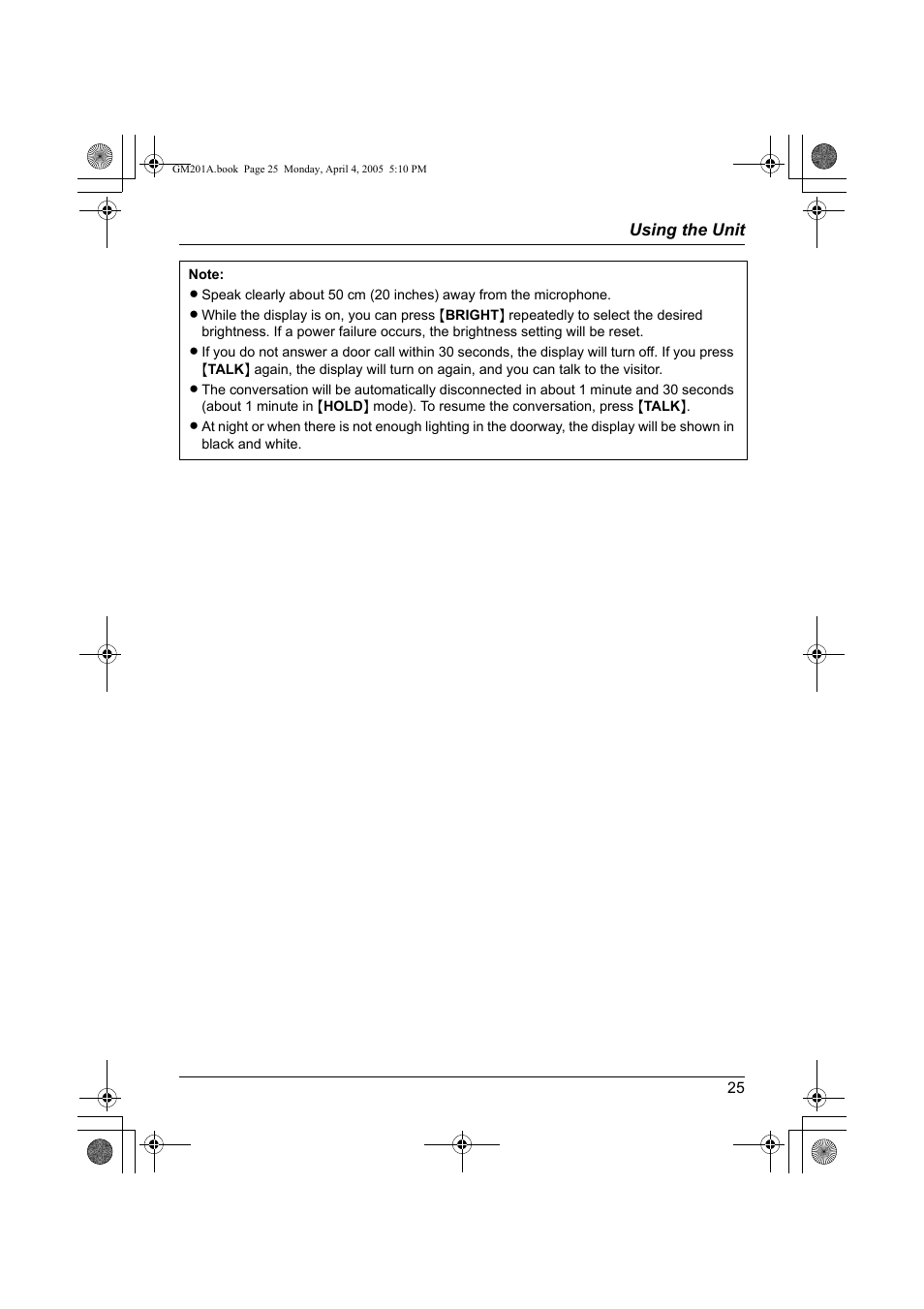 Panasonic VL-GM201A User Manual | Page 25 / 32