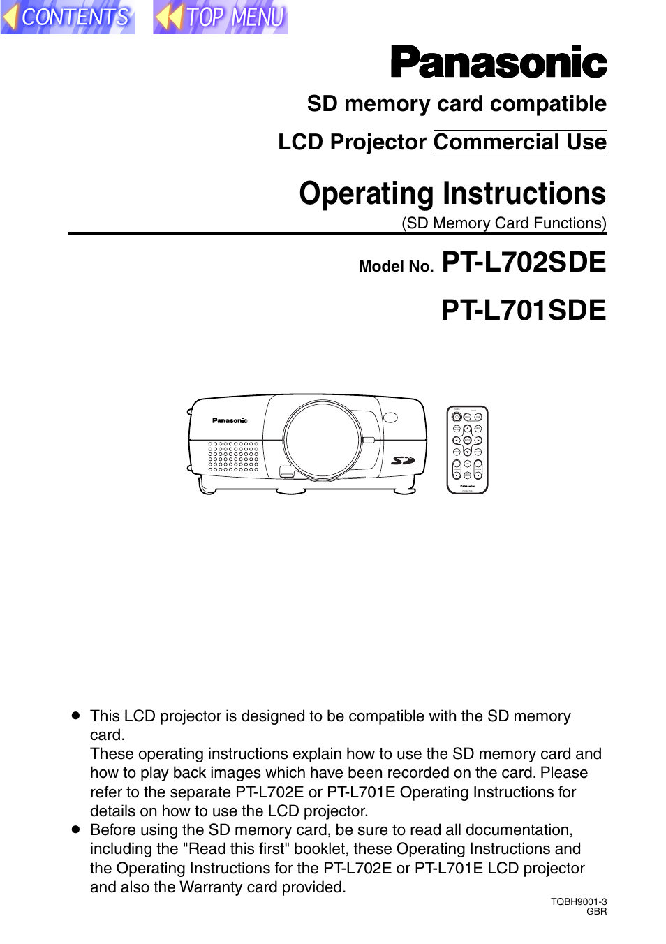Panasonic PT-L702SDE User Manual | 34 pages