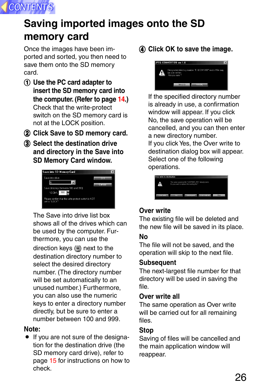 Saving imported images onto the sd memory card | Panasonic PT-L702SDE User Manual | Page 26 / 34
