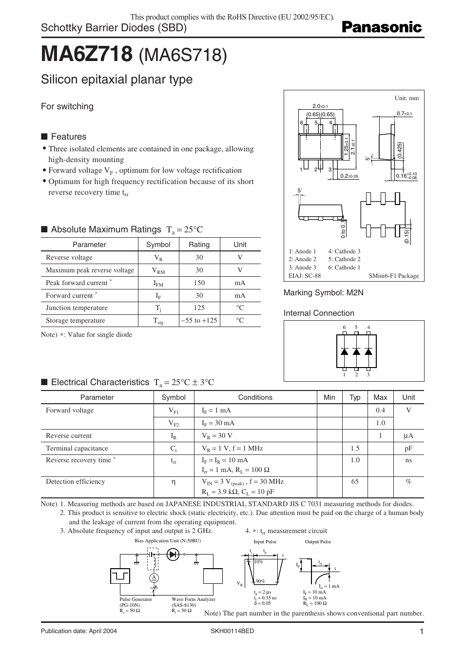 Panasonic MA6Z718 User Manual | 3 pages