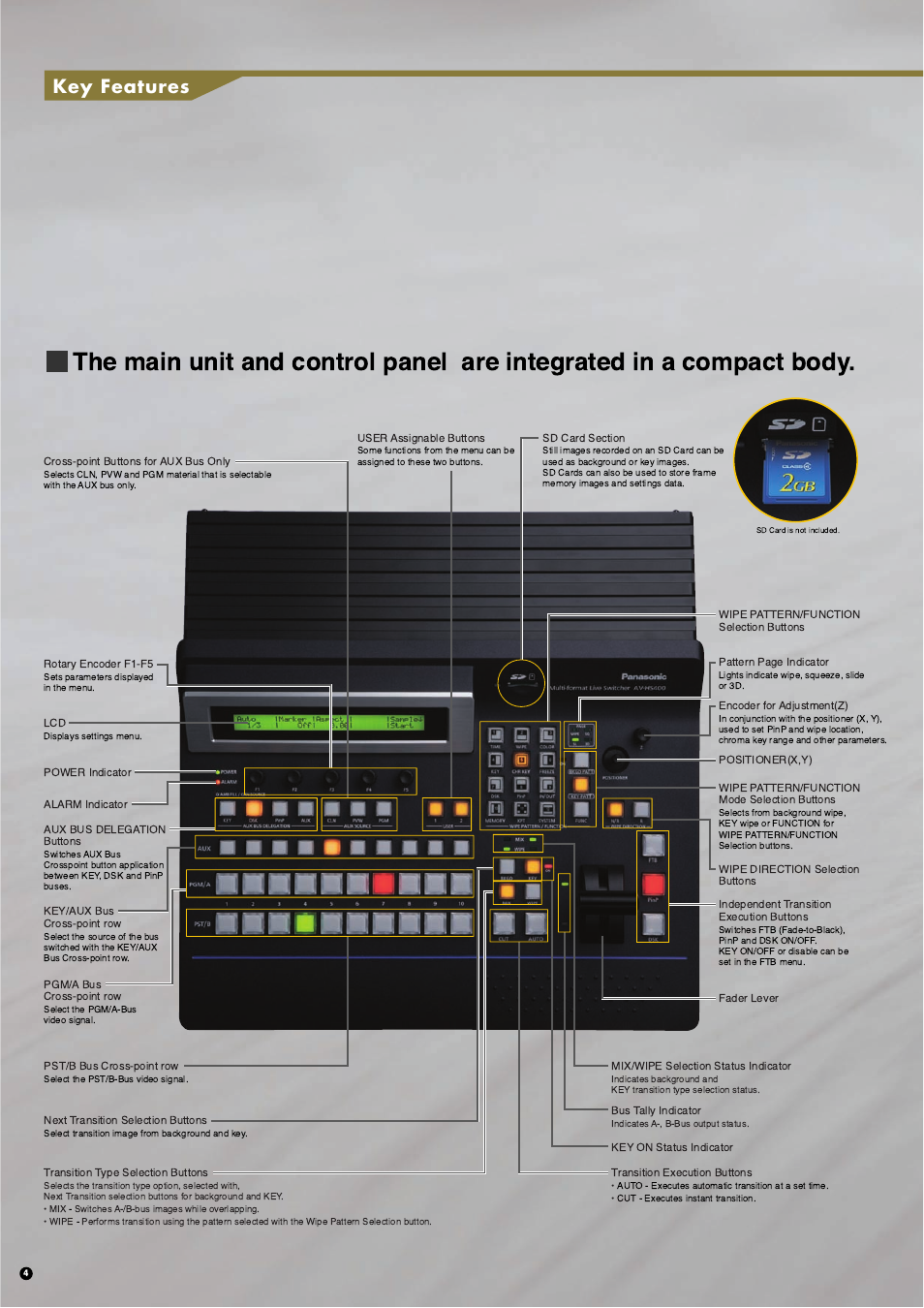 Key features | Panasonic AV-HS400 User Manual | Page 4 / 8