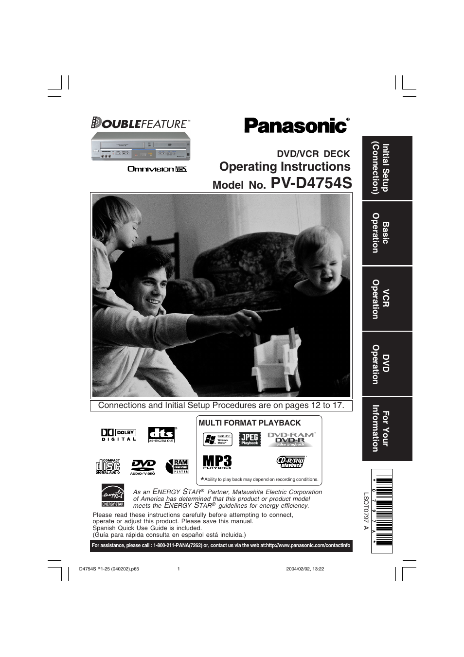 Panasonic PV-D4754S User Manual | 72 pages