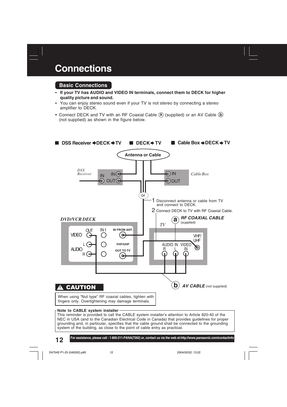 Connections | Panasonic PV-D4754S User Manual | Page 12 / 72