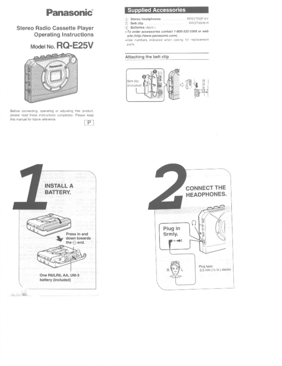 Panasonic RQ-E25V User Manual | 6 pages