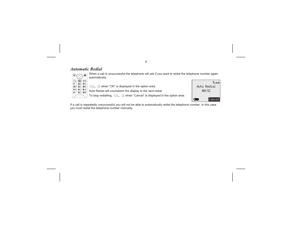 Automatic redial | Panasonic EB-G520  EN User Manual | Page 12 / 40